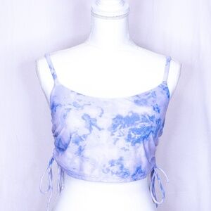 Violet & Blue Hollister Swim Top with Side Cinching Drawstrings & Padded Cups.